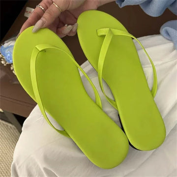 Xajzpa Summer Clip Toe Flat Heels Slippers Women Casual Beach Shoes Concise Candy Color Flip Flops Zapatos De Mujer